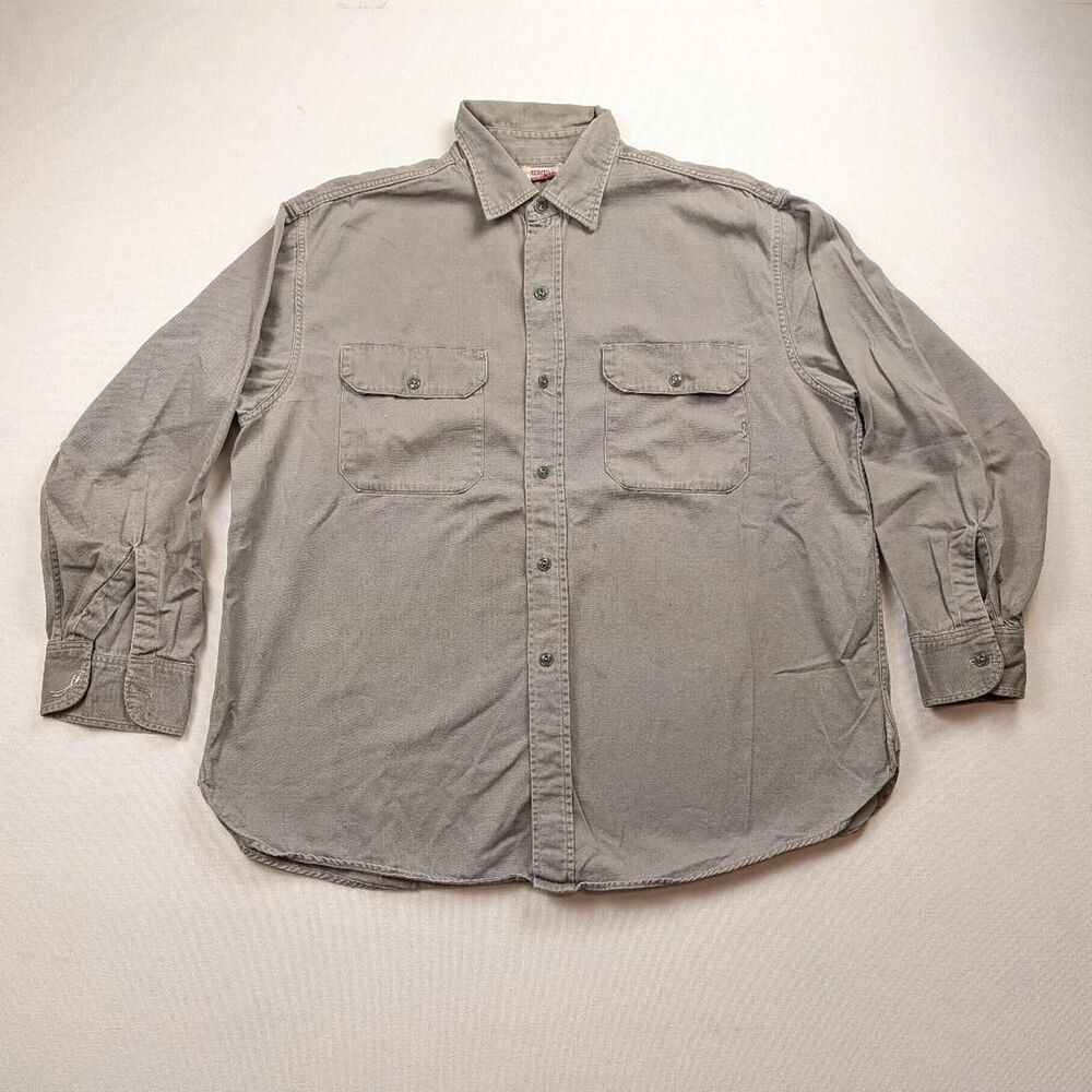 Vintage 50s Hercules Sears Grey Work Shirt Size L? Made In USA